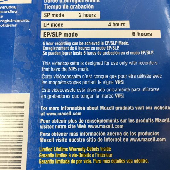 Lot of 5 Maxell 6 Hour T-120 blank VHS NWT - Picture 8 of 9